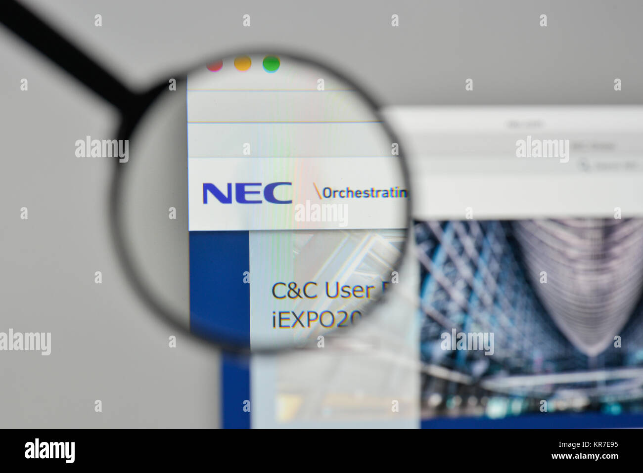 Milan, Italie - 1 novembre, 2017 : NEC logo sur la page d'accueil du site. Banque D'Images