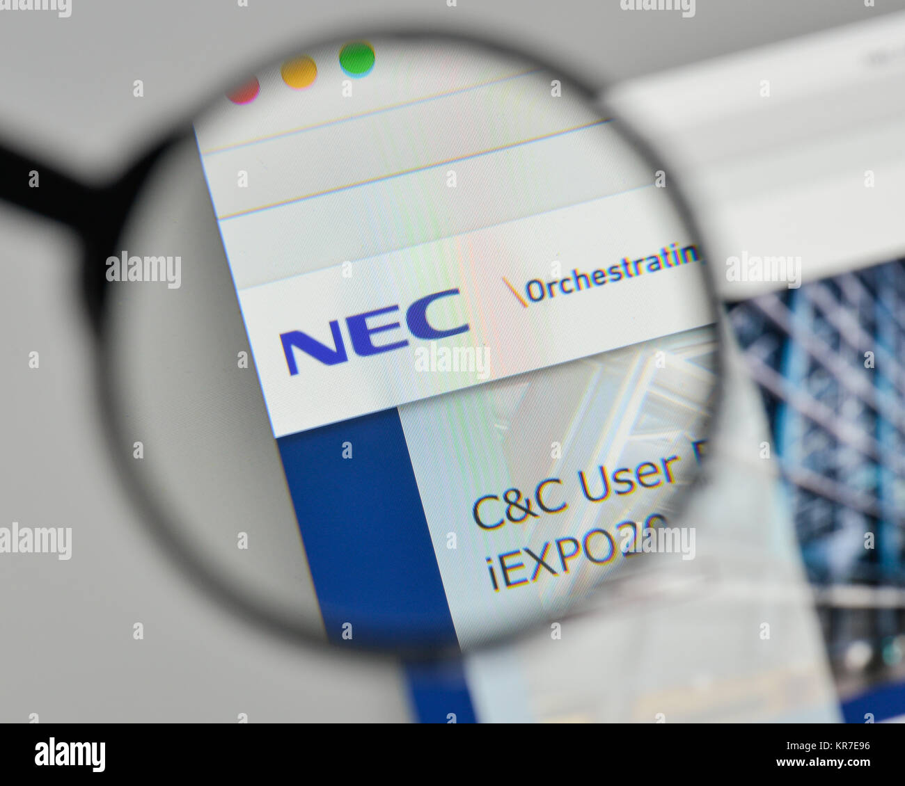 Milan, Italie - 1 novembre, 2017 : NEC logo sur la page d'accueil du site. Banque D'Images