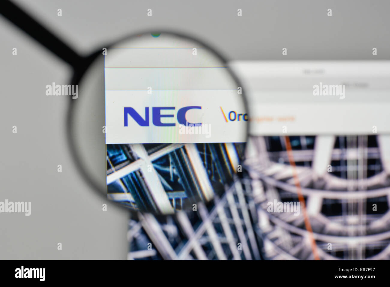 Milan, Italie - 1 novembre, 2017 : NEC logo sur la page d'accueil du site. Banque D'Images
