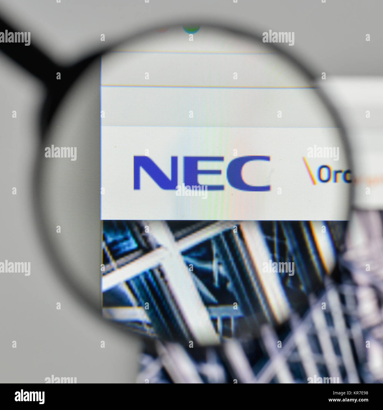 Milan, Italie - 1 novembre, 2017 : NEC logo sur la page d'accueil du site. Banque D'Images