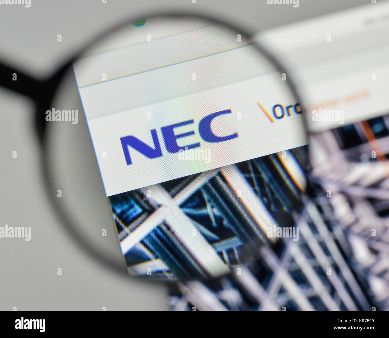 Milan, Italie - 1 novembre, 2017 : NEC logo sur la page d'accueil du site. Banque D'Images