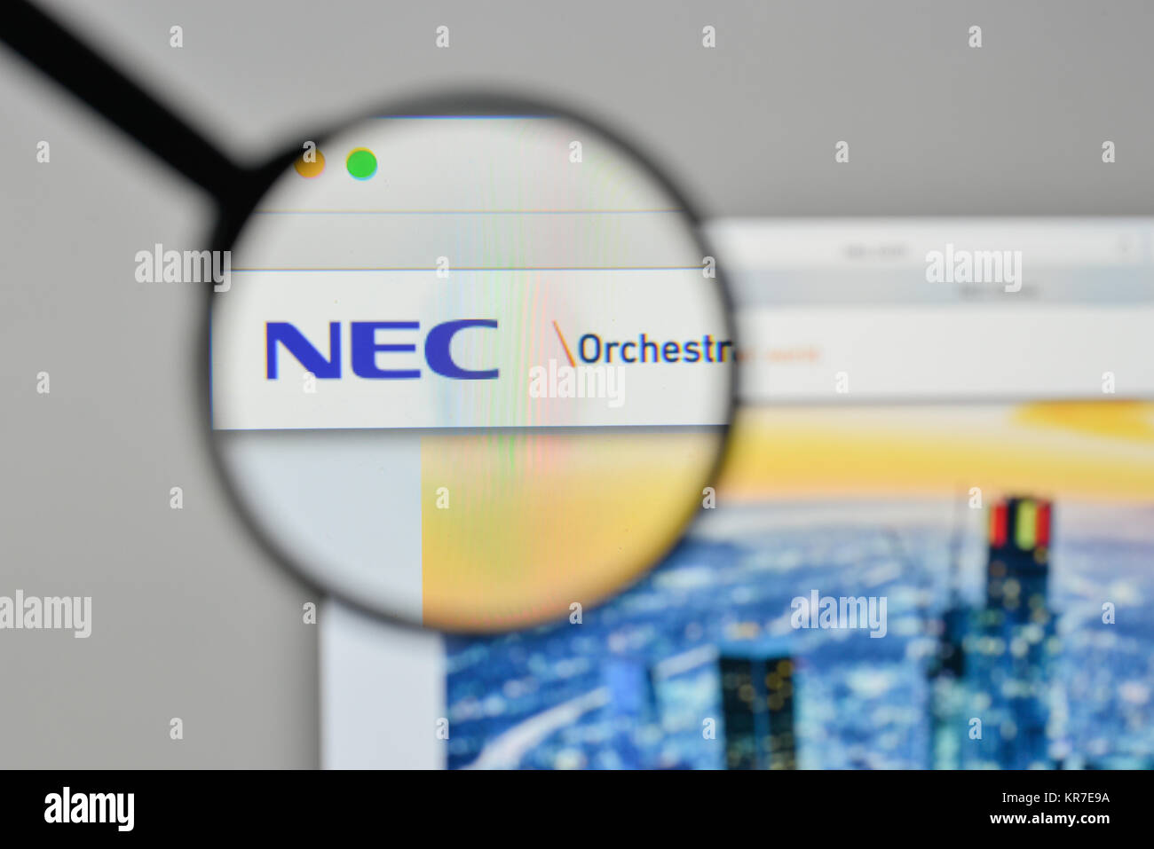 Milan, Italie - 1 novembre, 2017 : NEC logo sur la page d'accueil du site. Banque D'Images