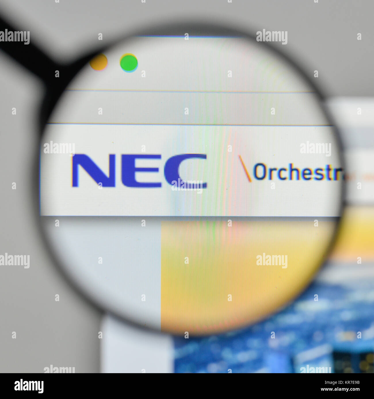 Milan, Italie - 1 novembre, 2017 : NEC logo sur la page d'accueil du site. Banque D'Images