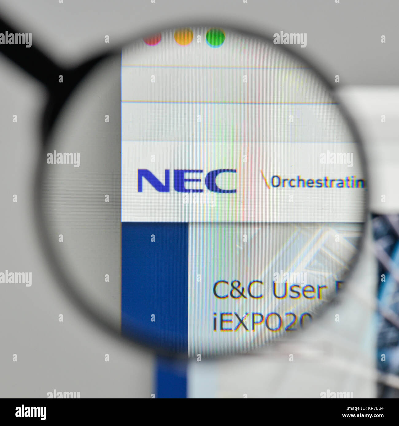 Milan, Italie - 1 novembre, 2017 : NEC logo sur la page d'accueil du site. Banque D'Images