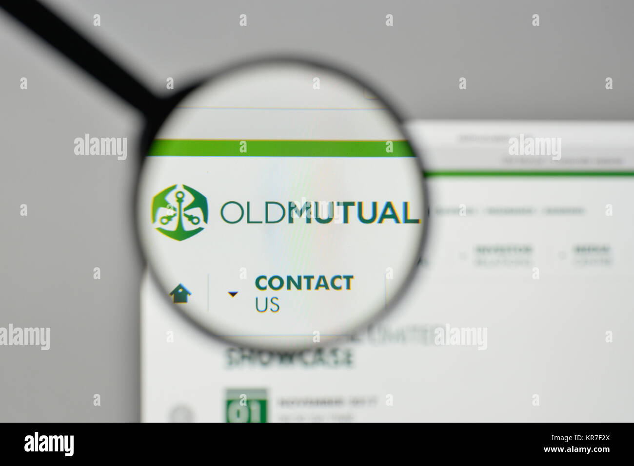 Milan, Italie - 1 novembre, 2017 : Old Mutual logo sur la page d'accueil du site. Banque D'Images