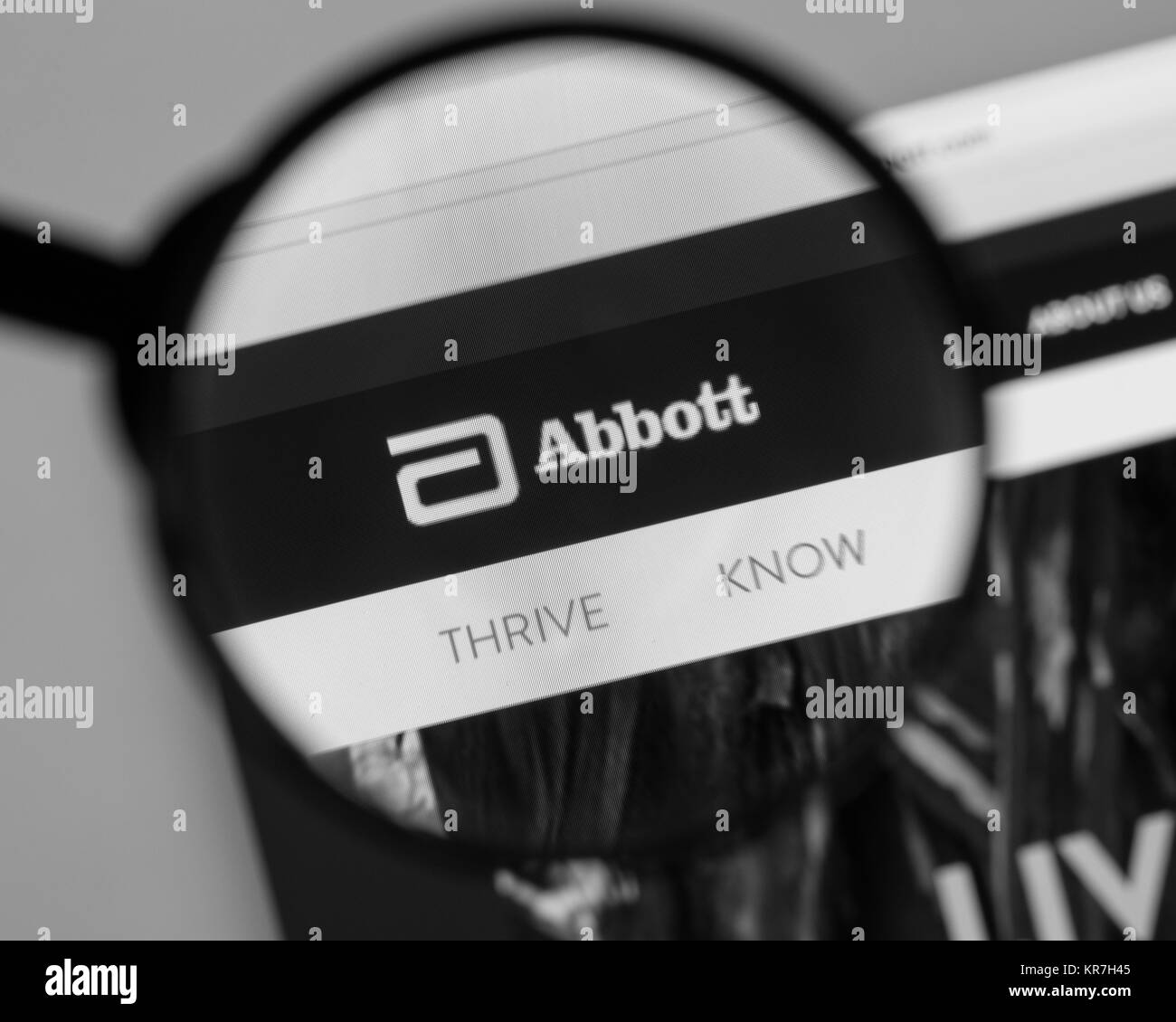 Milan, Italie - 10 août 2017 : Abbott accueil du site. C'est une entreprise de soins de santé dans le monde américain. Logo Abbott Laboratories visible. Banque D'Images