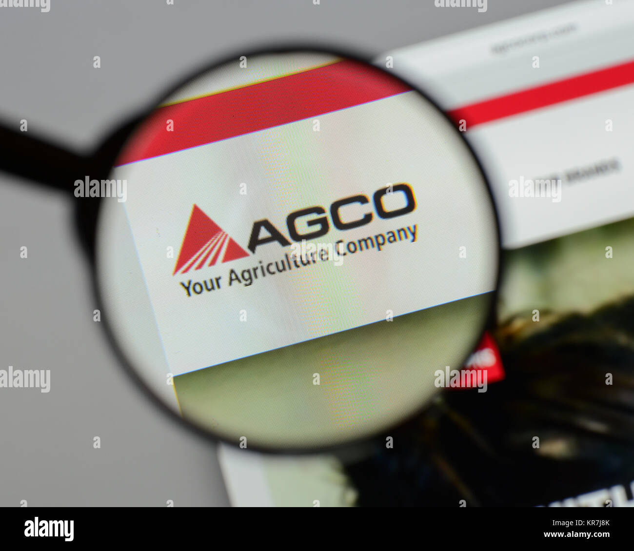 Milan, Italie - 10 août 2017 : AGCO accueil du site. C'est un fabricant de matériel agricole. Logo AGCO visible. Banque D'Images