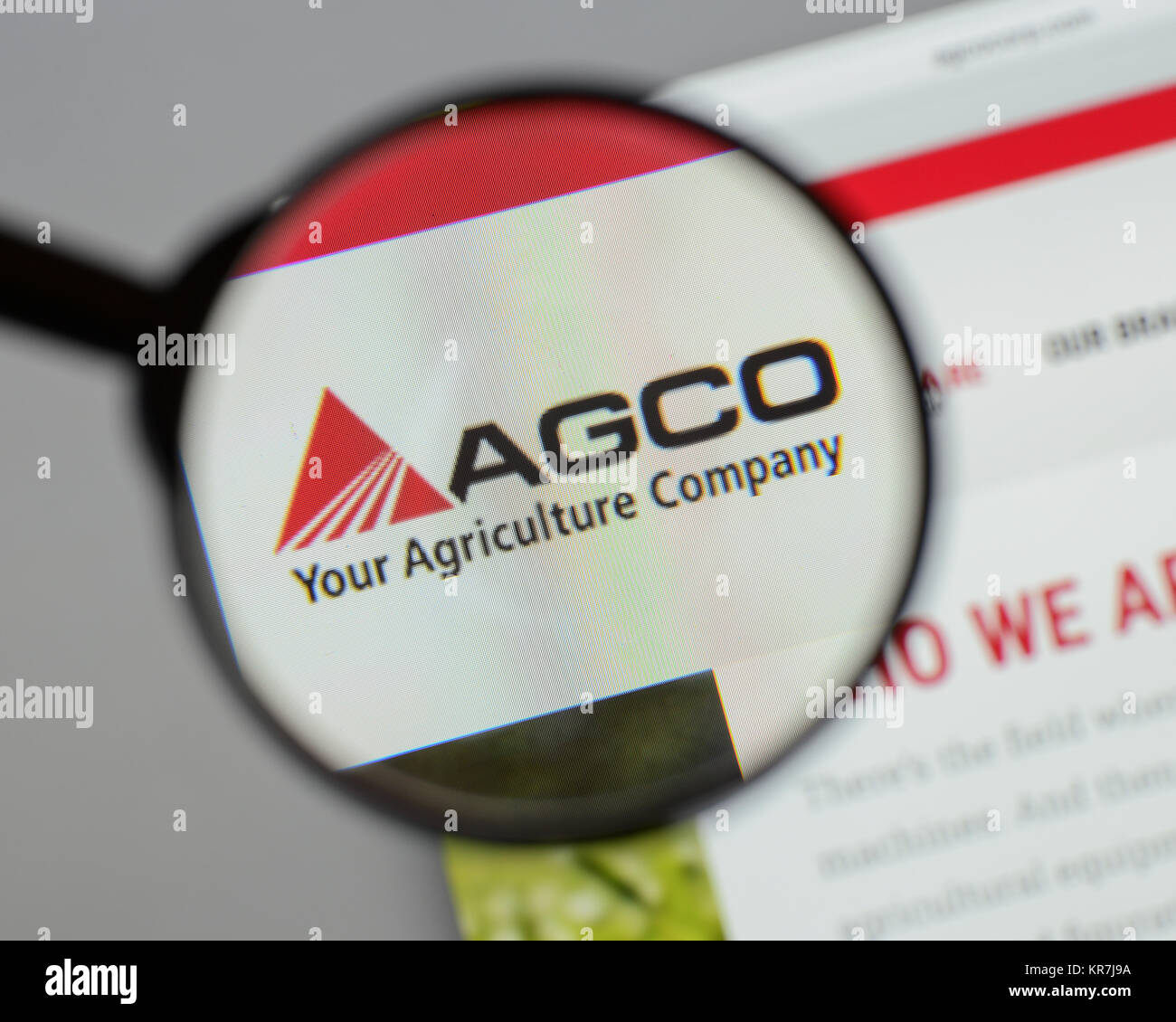 Milan, Italie - 10 août 2017 : AGCO accueil du site. C'est un fabricant de matériel agricole. Logo AGCO visible. Banque D'Images