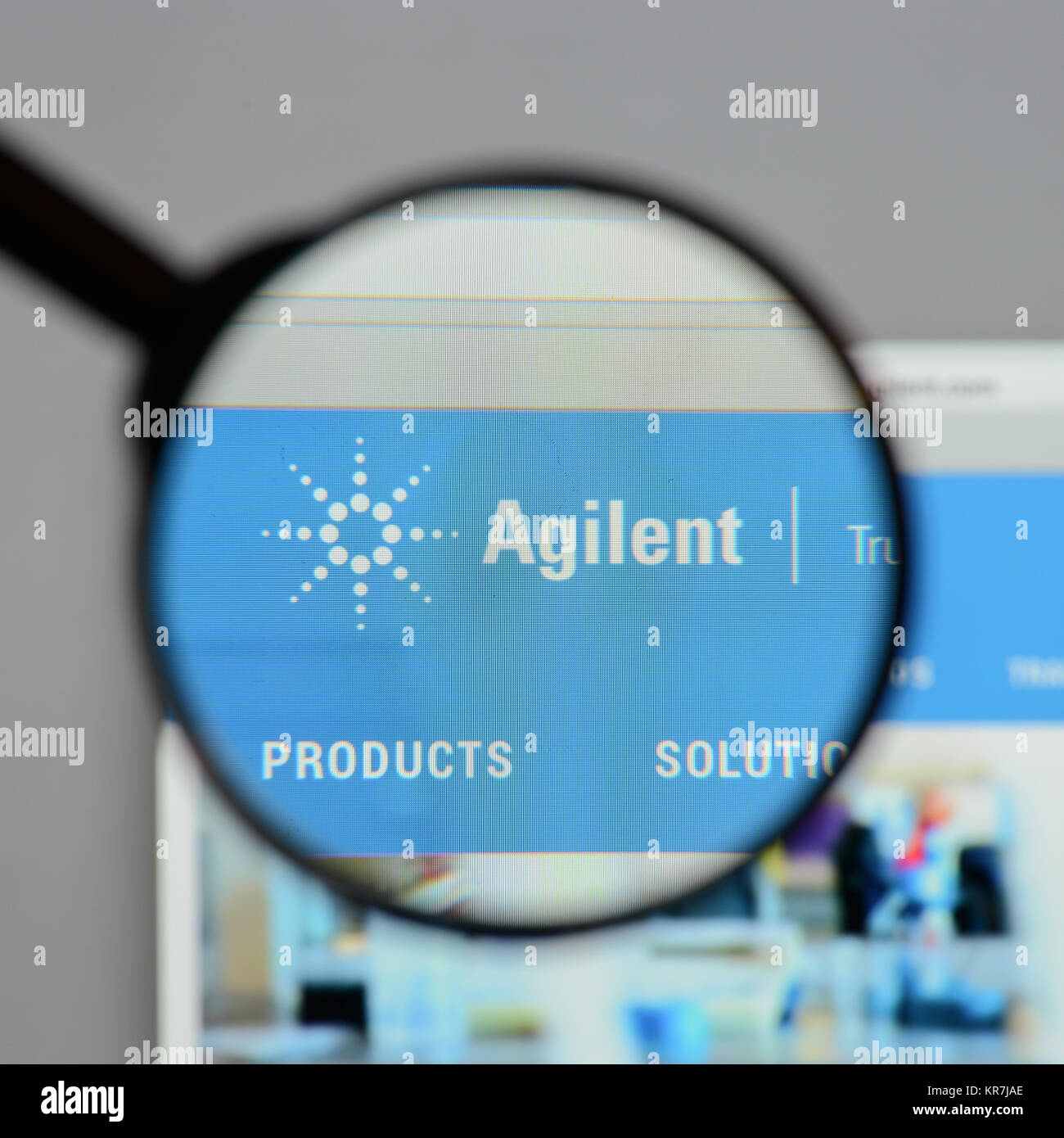 Milan, Italie - 10 août 2017 : Agilent Technologies site web. Il s'agit d'un public américain de recherche, de développement et de fabrication. Logo Agilent v Banque D'Images
