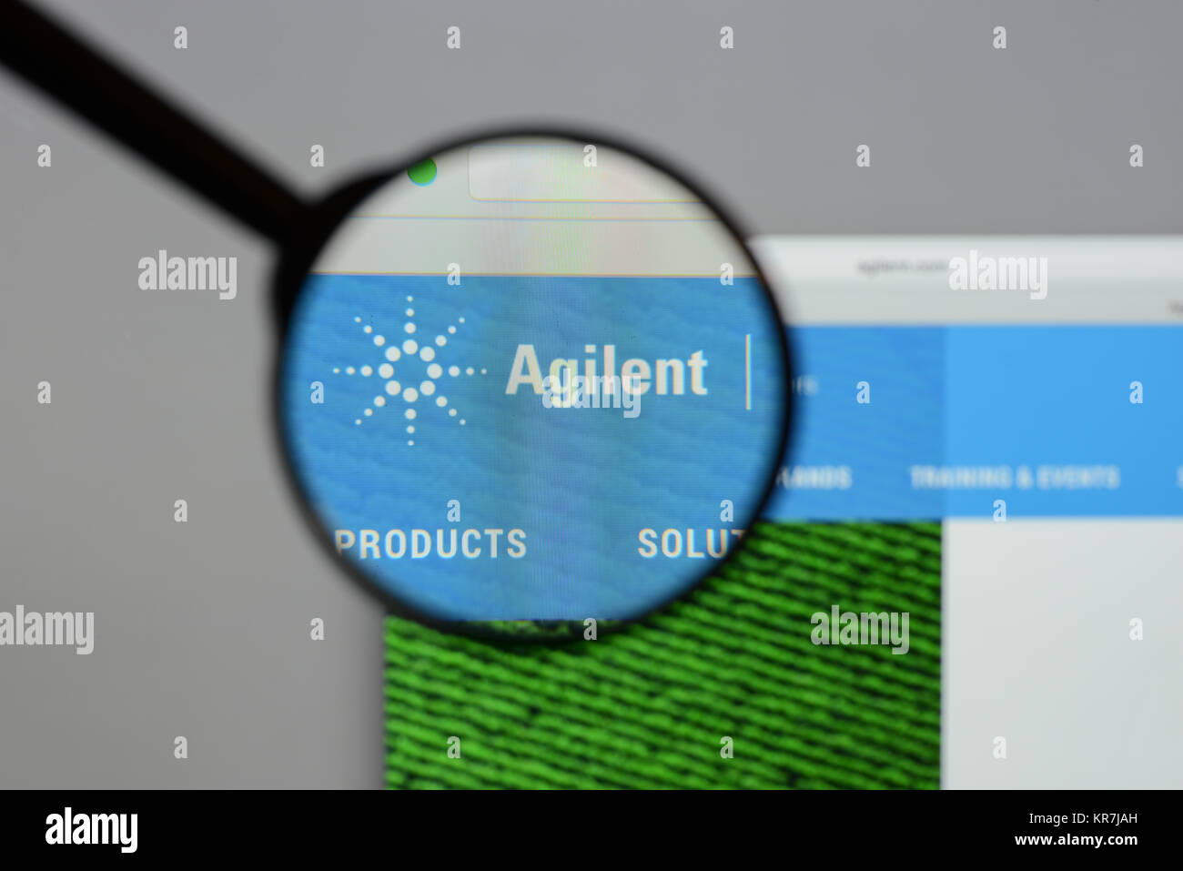 Milan, Italie - 10 août 2017 : Agilent Technologies site web. Il s'agit d'un public américain de recherche, de développement et de fabrication. Logo Agilent v Banque D'Images