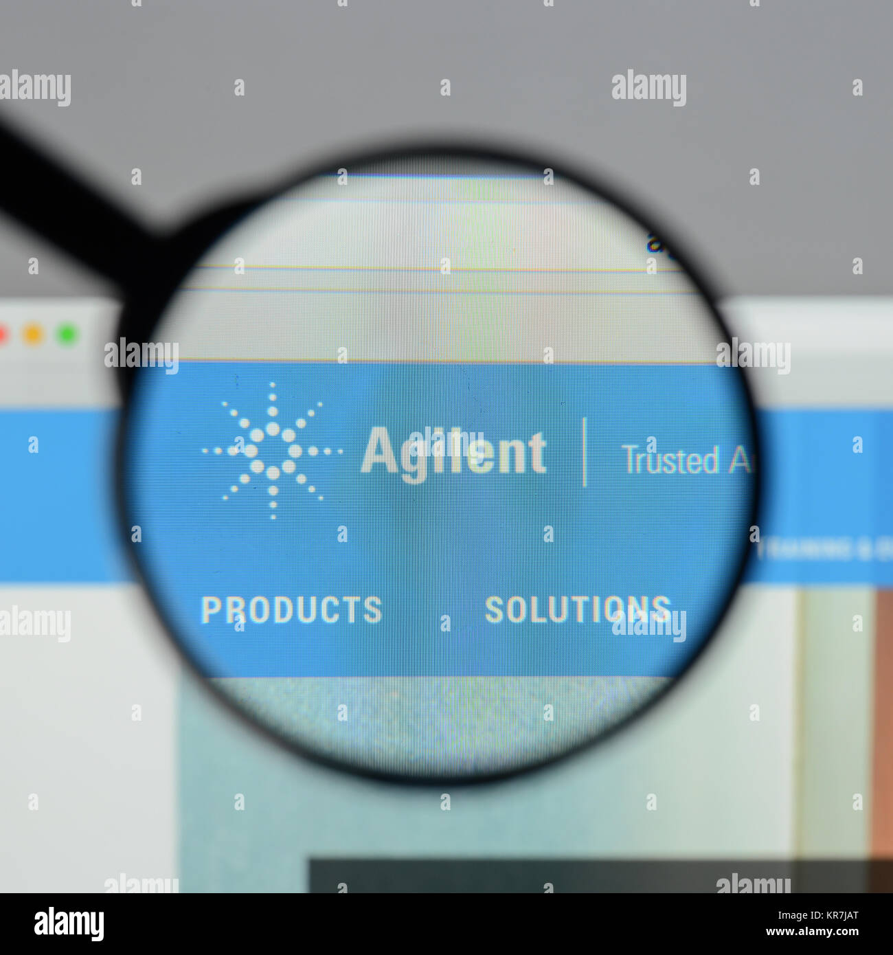 Milan, Italie - 10 août 2017 : Agilent Technologies site web. Il s'agit d'un public américain de recherche, de développement et de fabrication. Logo Agilent v Banque D'Images