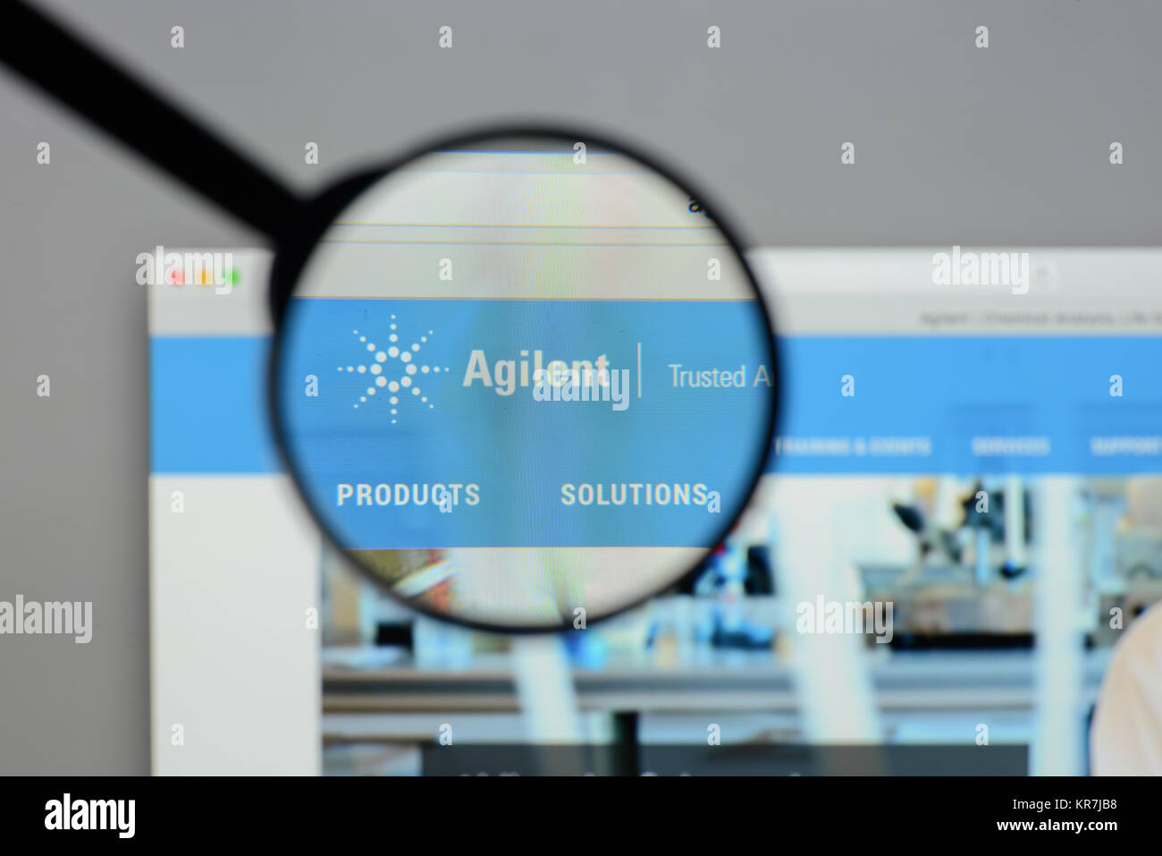 Milan, Italie - 10 août 2017 : Agilent Technologies site web. Il s'agit d'un public américain de recherche, de développement et de fabrication. Logo Agilent v Banque D'Images