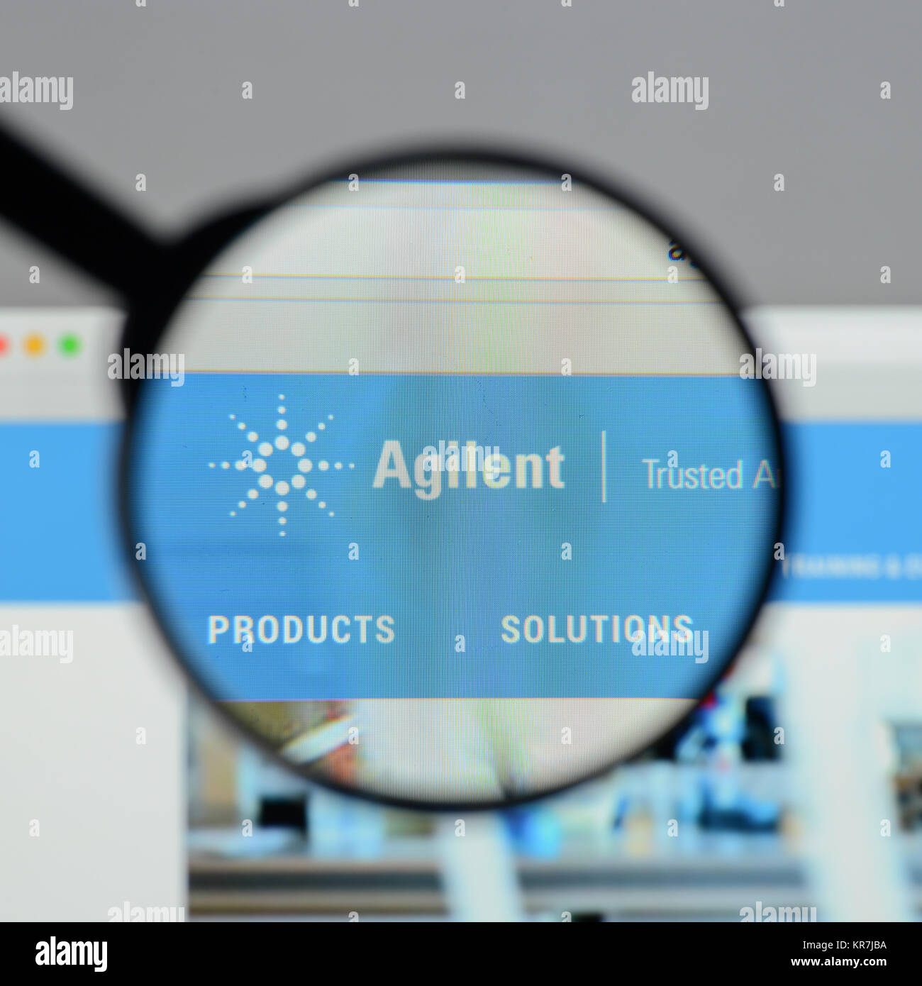 Milan, Italie - 10 août 2017 : Agilent Technologies site web. Il s'agit d'un public américain de recherche, de développement et de fabrication. Logo Agilent v Banque D'Images