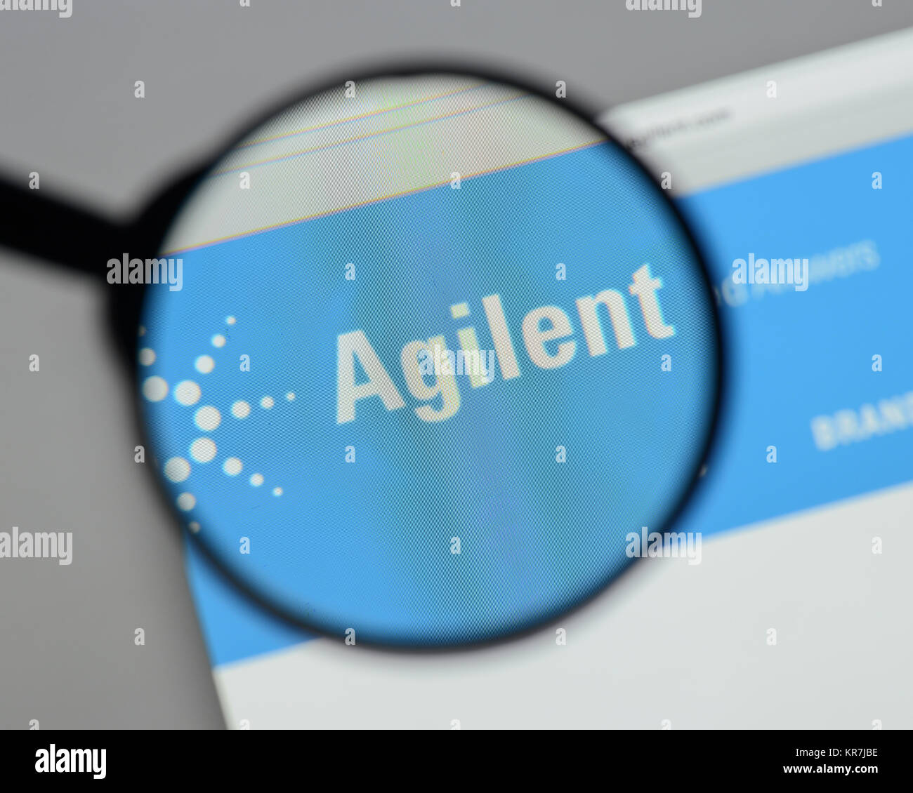 Milan, Italie - 10 août 2017 : Agilent Technologies site web. Il s'agit d'un public américain de recherche, de développement et de fabrication. Logo Agilent v Banque D'Images