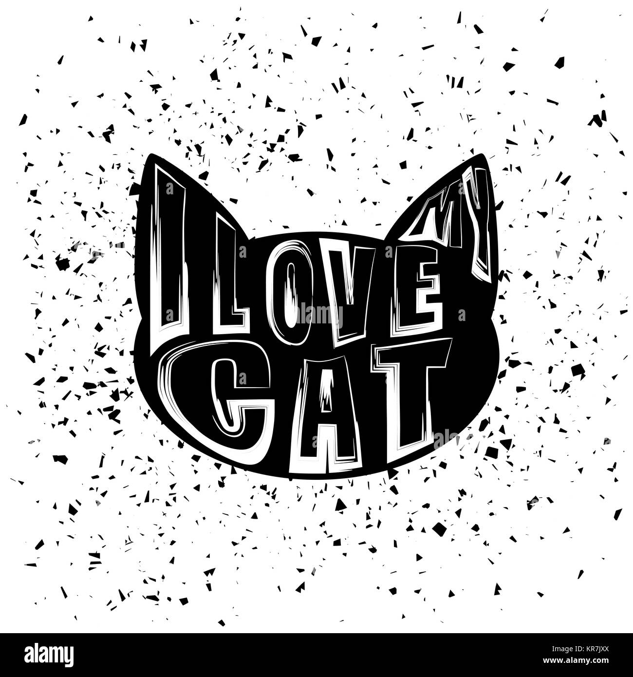 Typographie Conception D Imprimer Avec Une Silhouette De Chat Image Vectorielle Stock Alamy