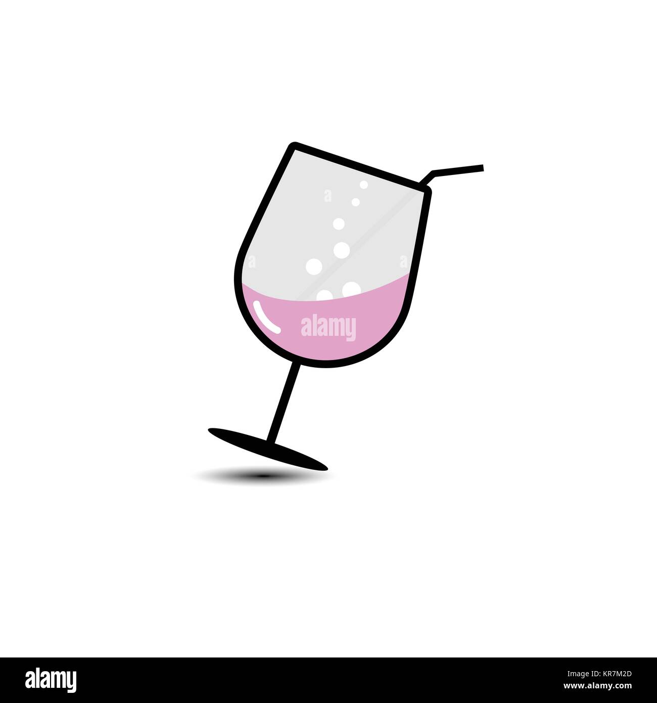 Vecteur de verre avec l'icône de vin rouge isolé sur fond blanc. Illustration de Vecteur