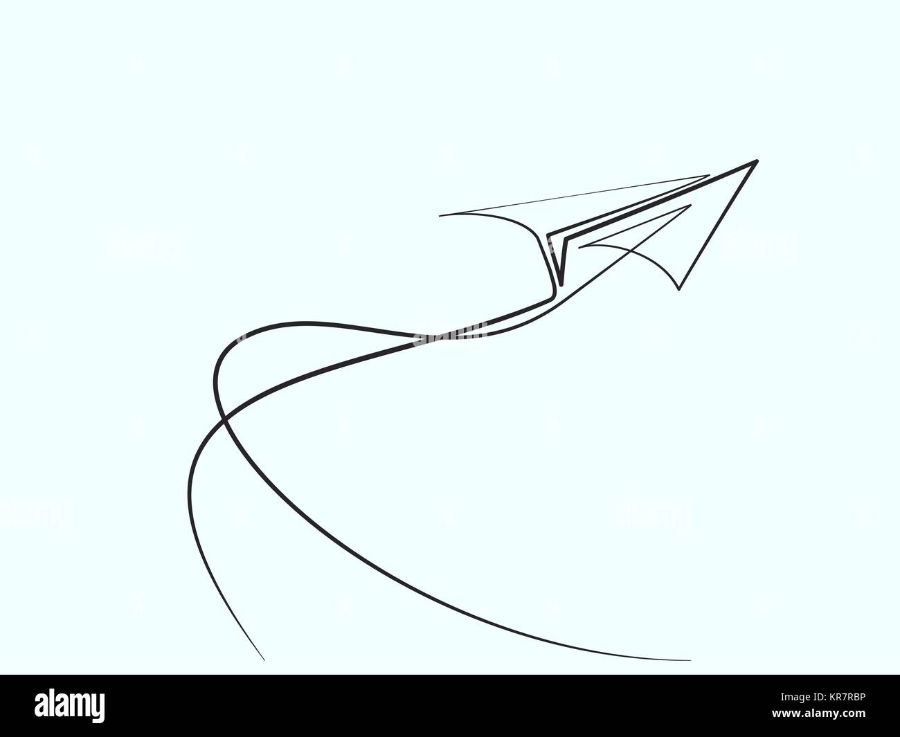 Ligne continue dessin d'avion en papier Illustration de Vecteur
