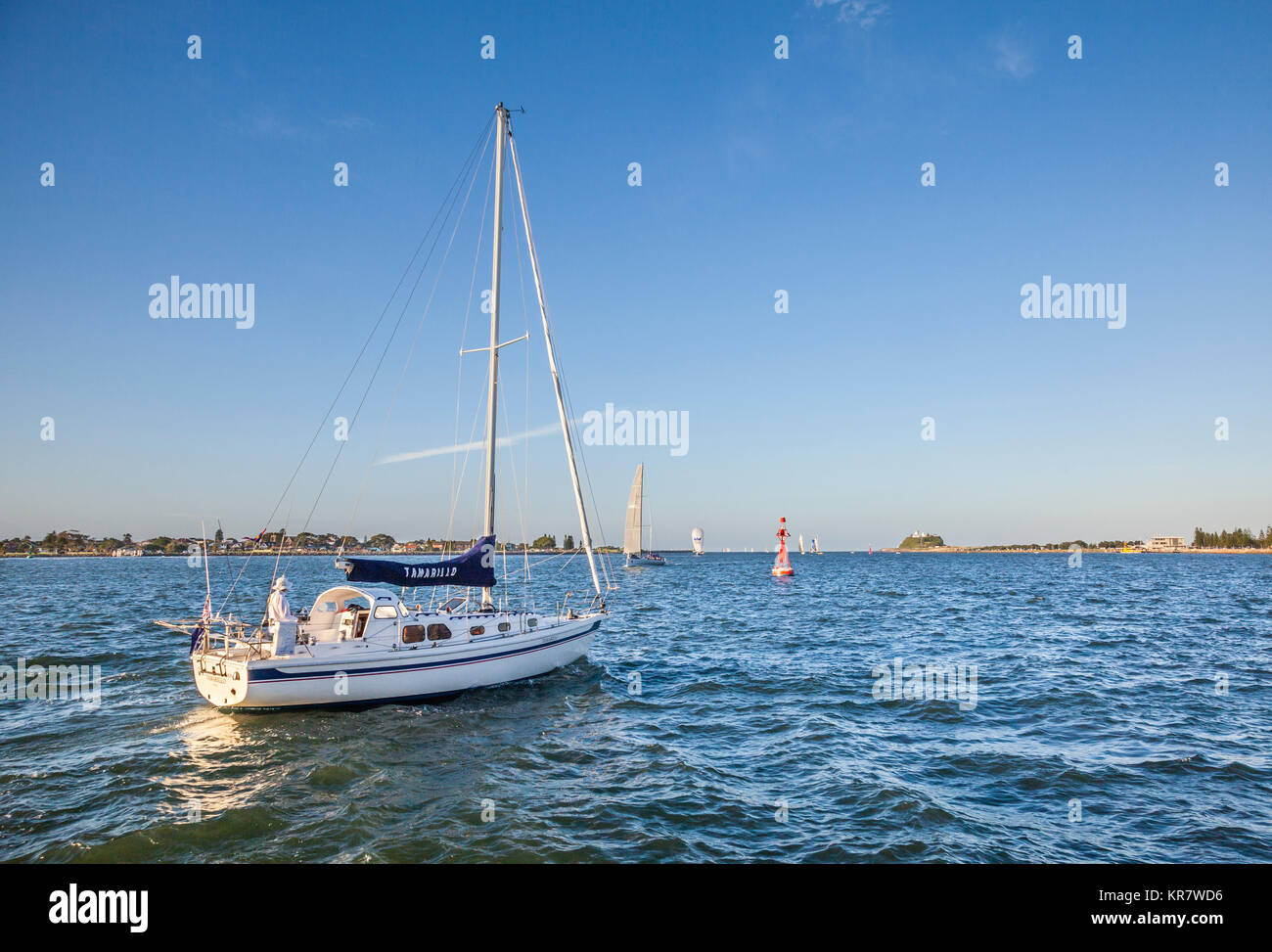 L'Australie, Nouvelle Galles du Sud, les yachts de la Newcastle Cruising Yacht Club 2014 Championshipentering australienne IRC Audi entrant Newcastle Banque D'Images