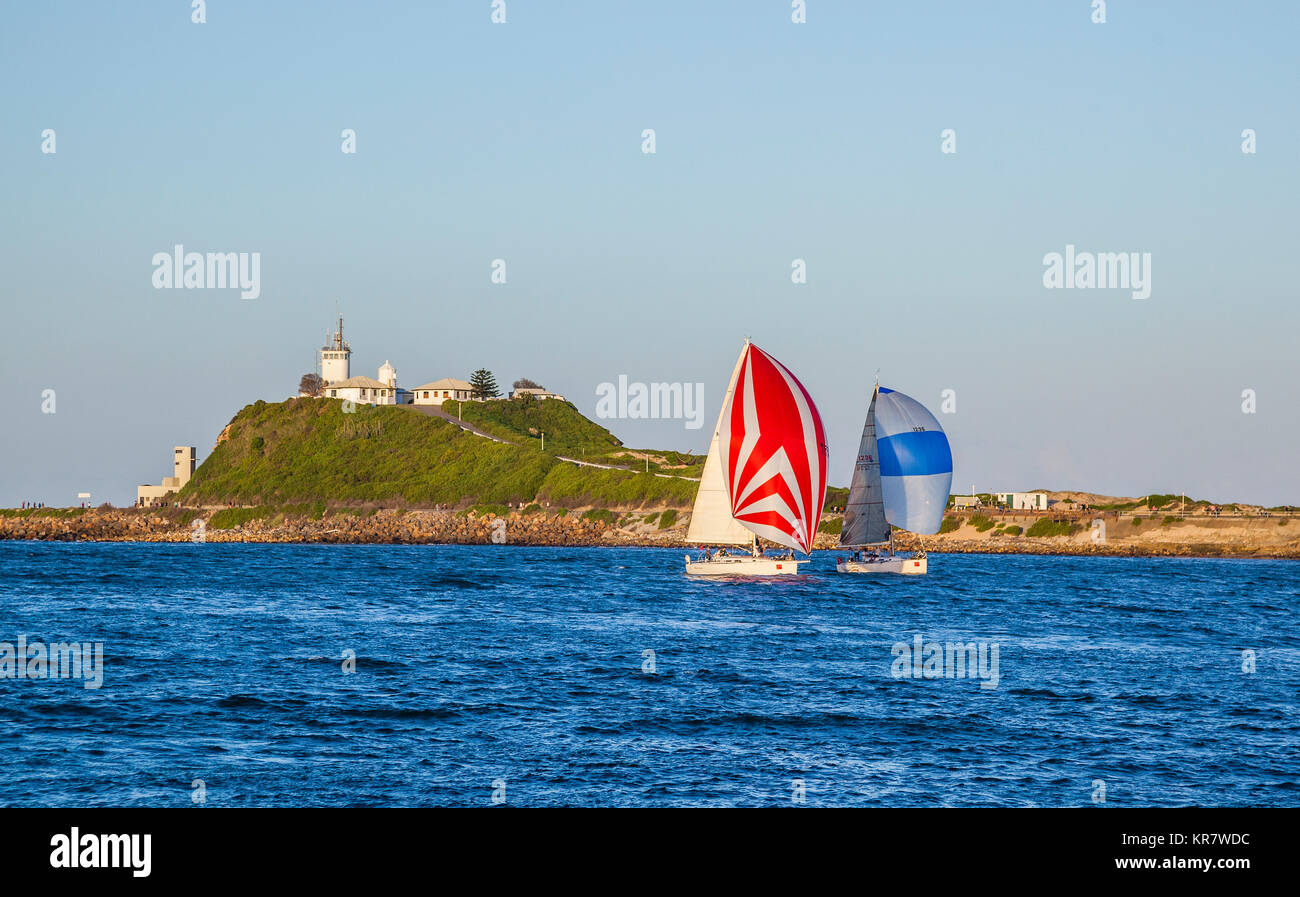 L'Australie, Nouvelle Galles du Sud, les yachts de la Newcastle Cruising Yacht Club 2014 Championshipentering australienne IRC Audi entrant Newcastle Banque D'Images