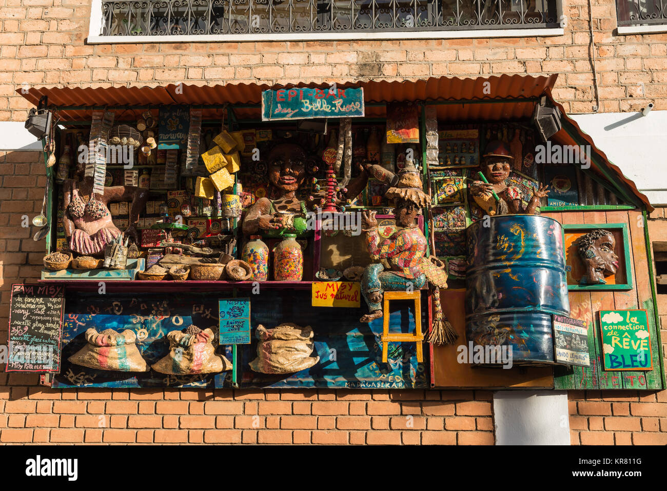 L'art de rue dans la vieille ville d'Antananarivo, Madagascar, l'Afrique. Banque D'Images