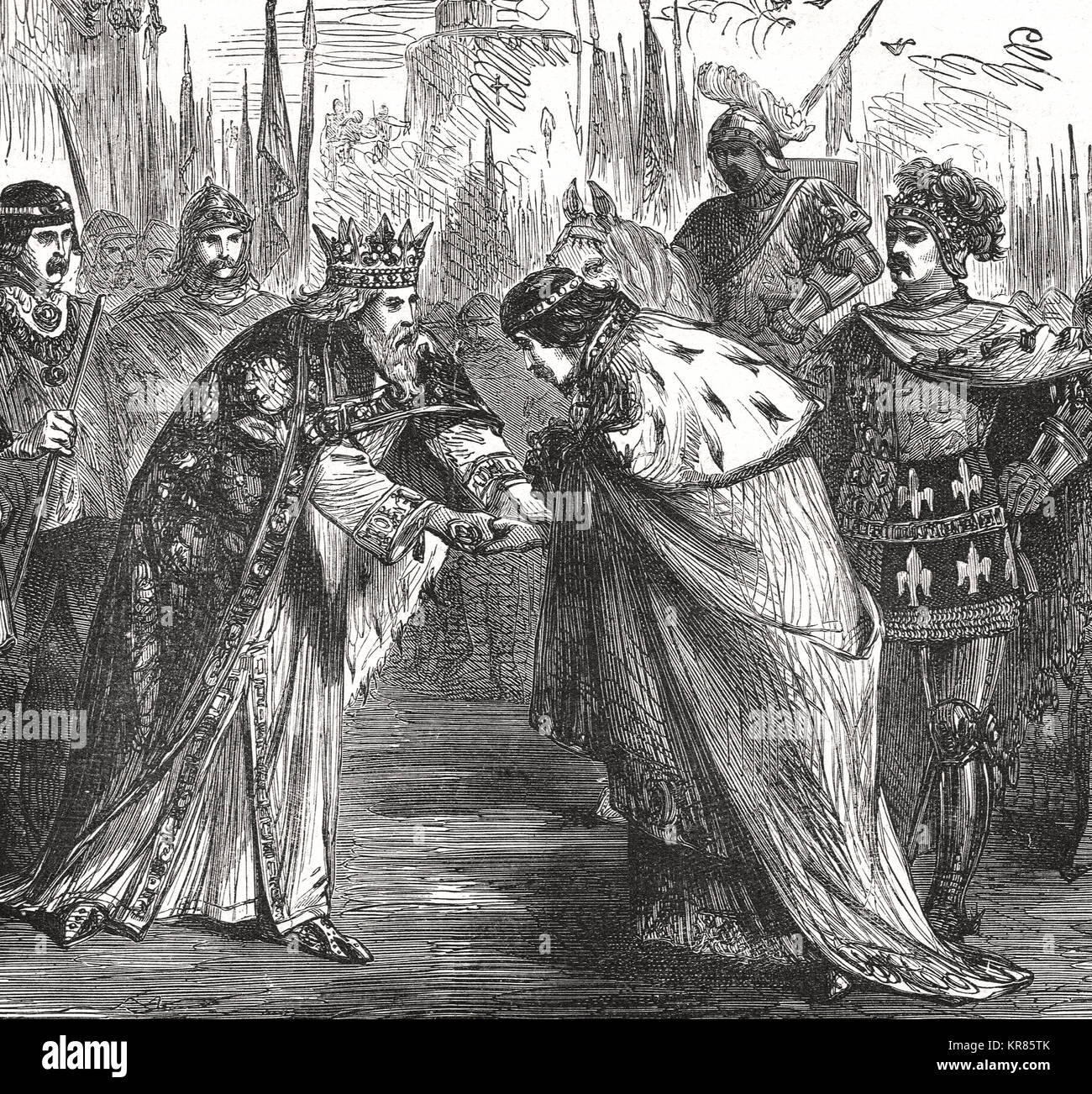 Édouard III recevant le roi Jean II de France Banque D'Images