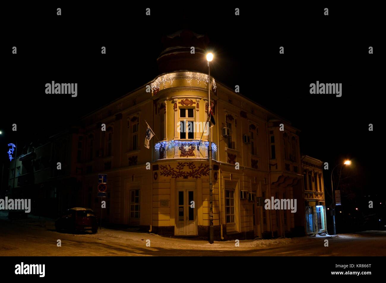Ornate building at night Banque D'Images