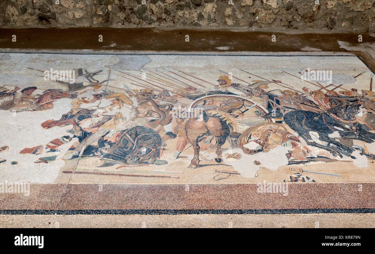 Mosaïque de la maison du Faune (Casa del Fauno) à Pompéi Pompéi ( ), Naples, Campanie, Italie Banque D'Images