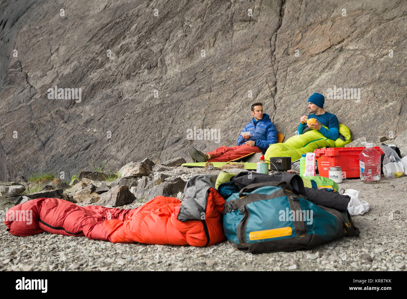 Camp de base pour un voyage de camping sauvage Banque D'Images