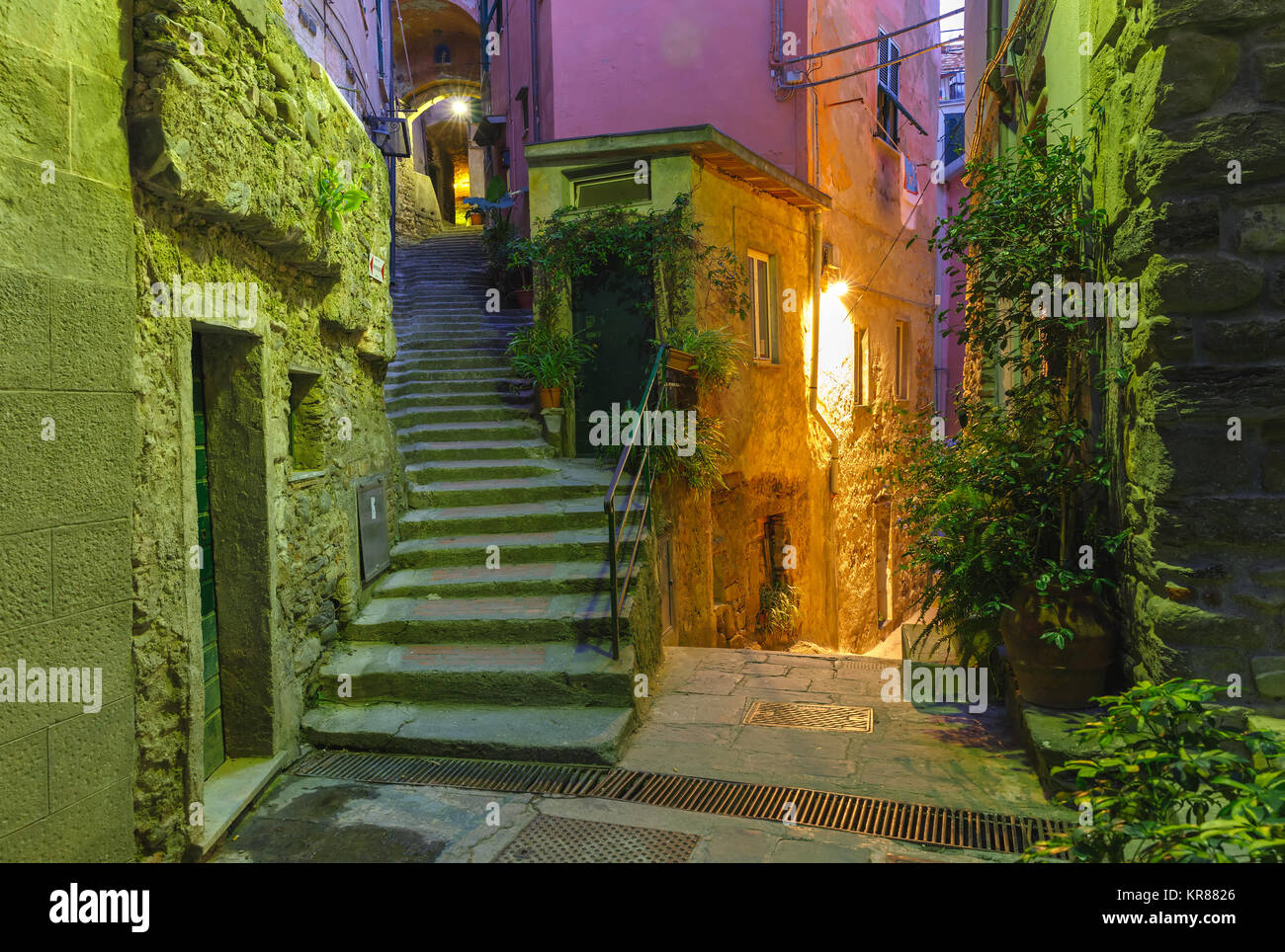 Nuit Vernazza, Cinque Terre, ligurie, italie Banque D'Images