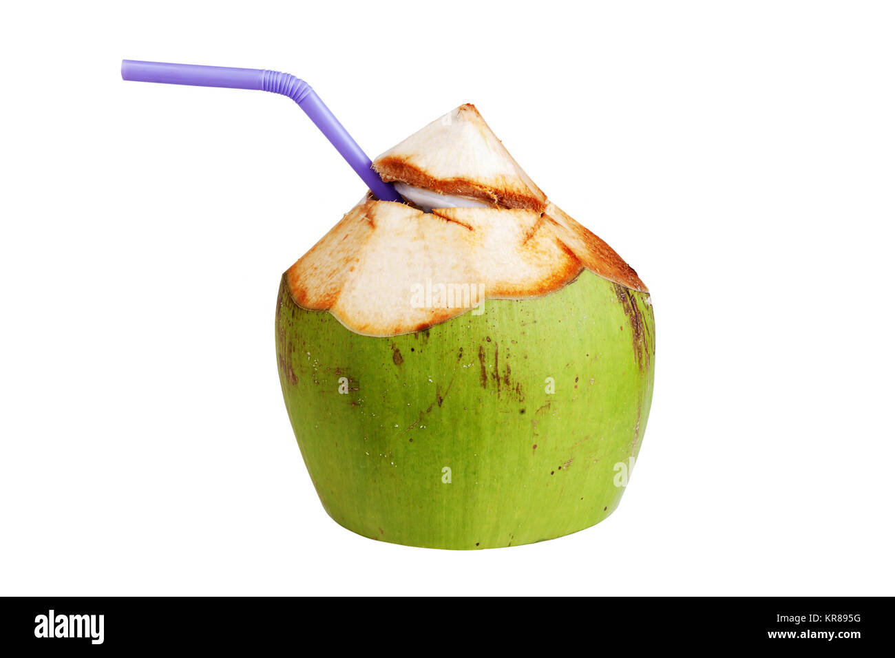 Boire de l'eau de coco. Banque D'Images