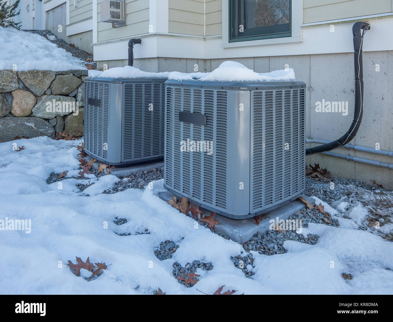 Chauffage et climatisation unités utilisées pour chauffer et refroidir une maison Banque D'Images