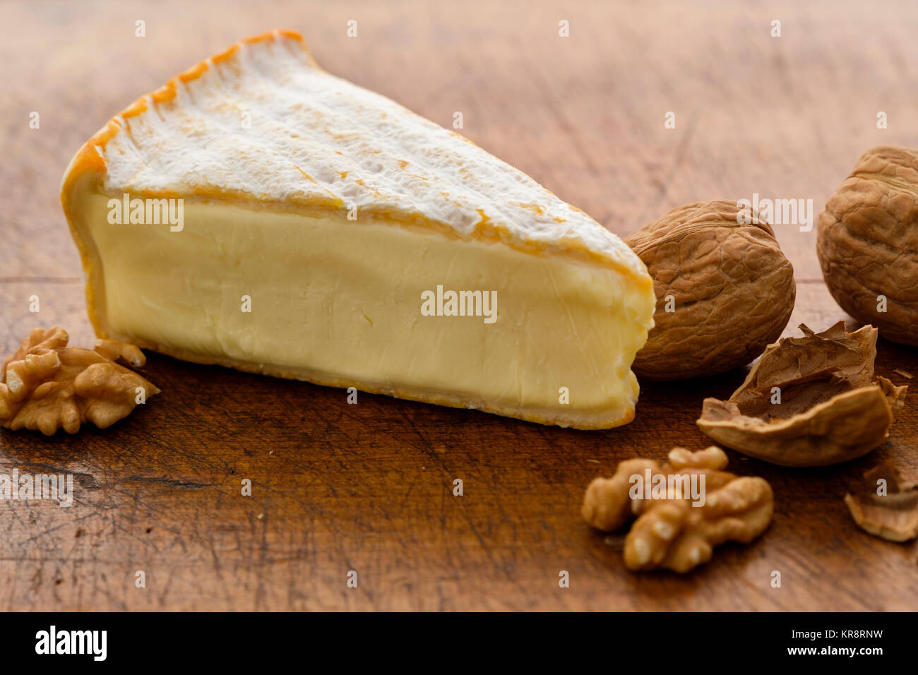 Fromage Brie aux noix Banque D'Images