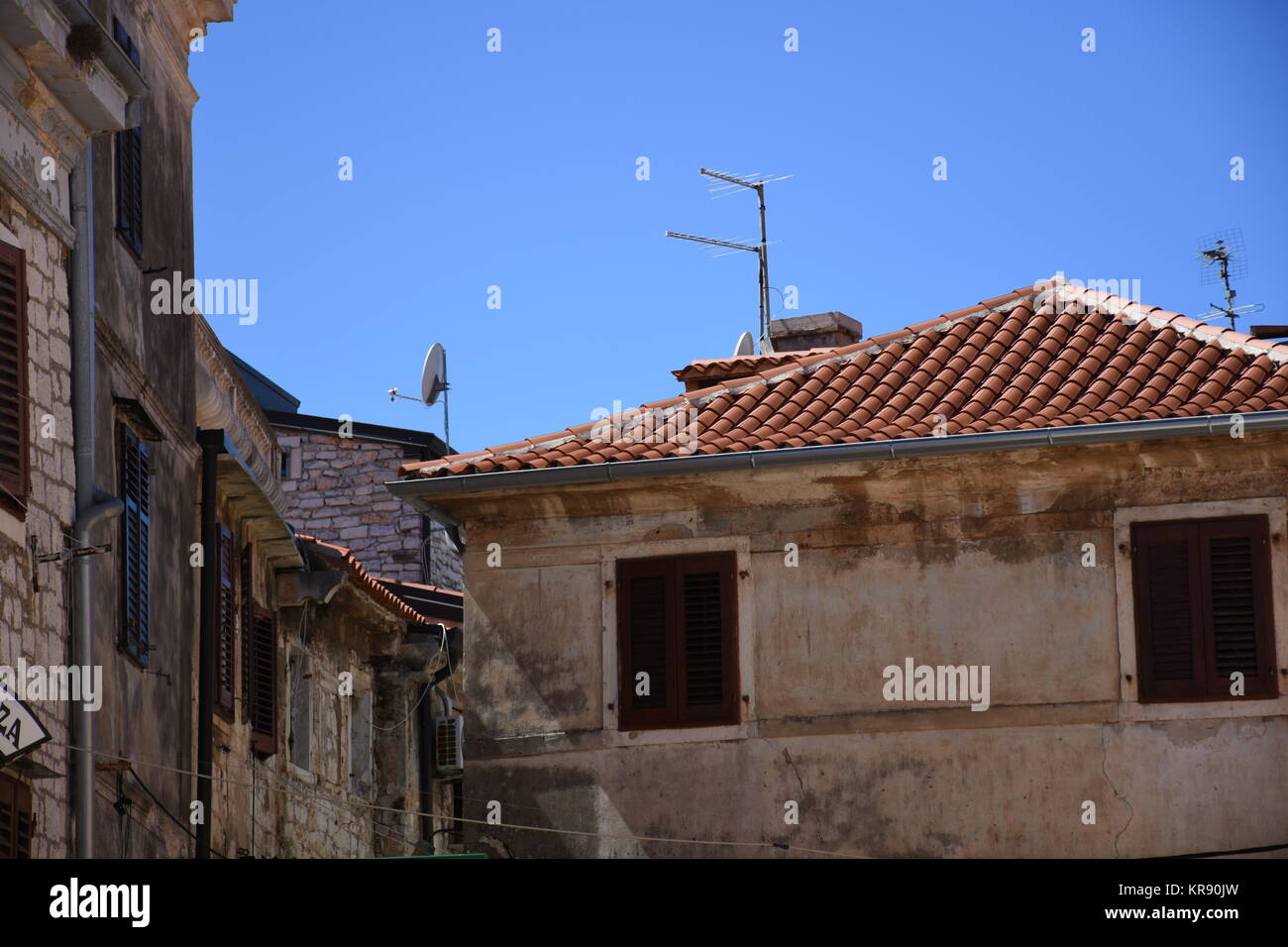 umag,istria,vieille ville,ville,maison,maisons,buanderie,allée Banque D'Images