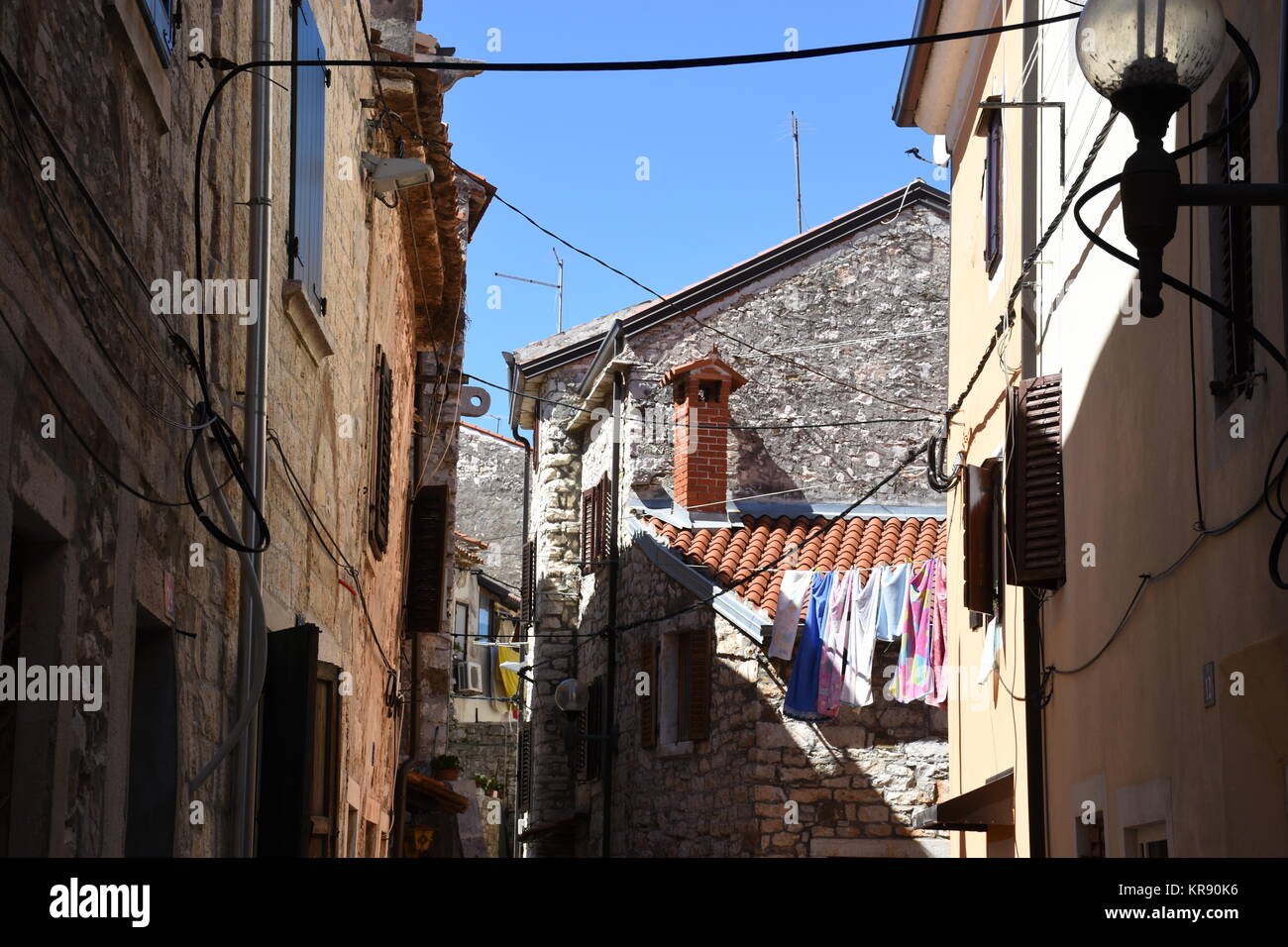 umag,istria,vieille ville,ville,maison,maisons,buanderie,allée Banque D'Images