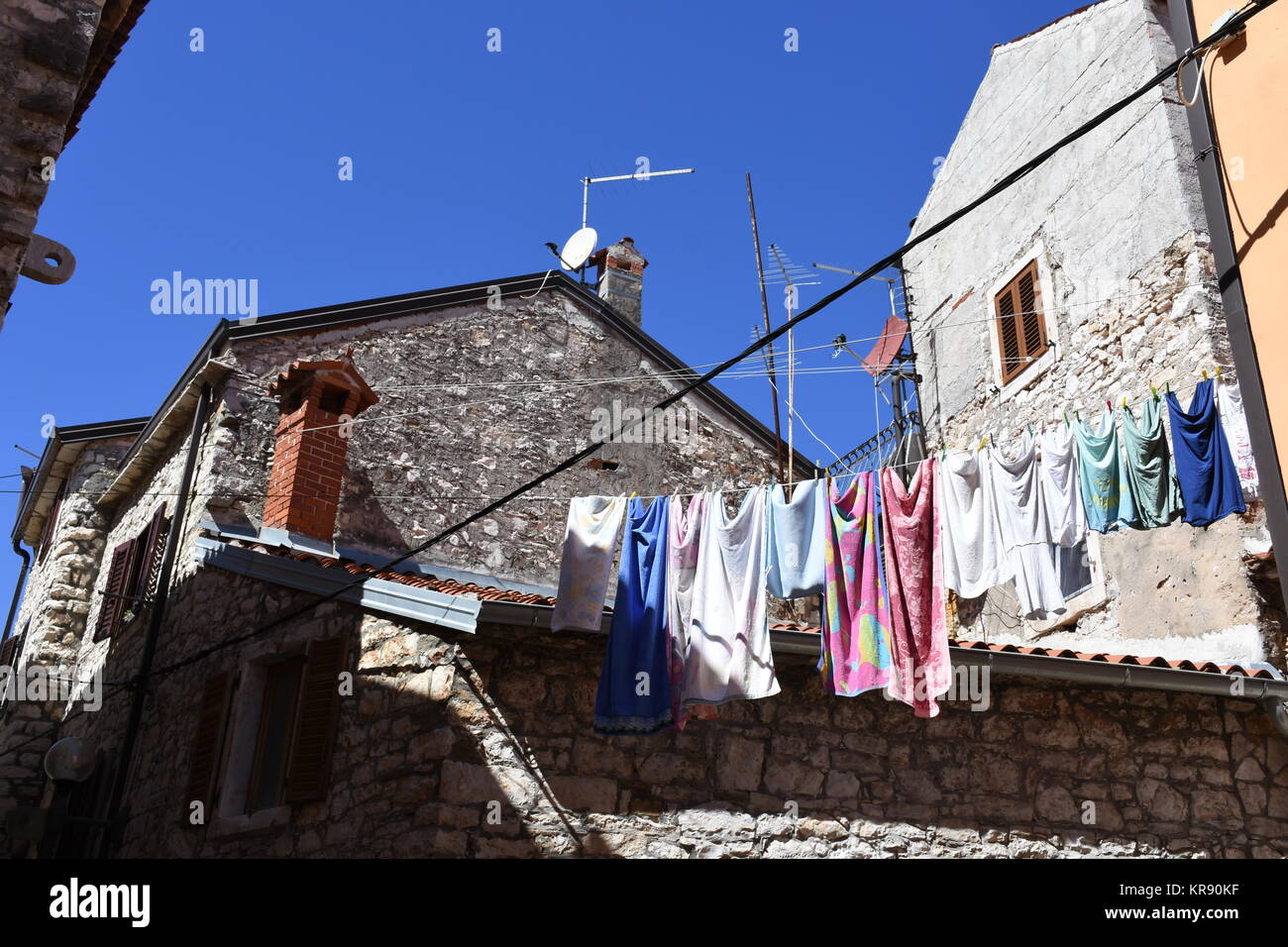 umag,istria,vieille ville,ville,maison,maisons,buanderie,allée Banque D'Images