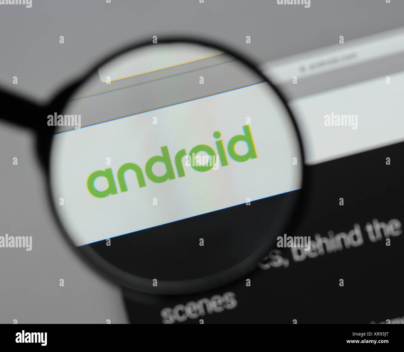 Milan, Italie - 10 août, 2017 Android : le logo sur la page d'accueil du site. Banque D'Images