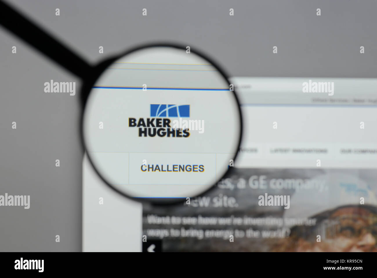 Milan, Italie - 10 août 2017 : Baker Hughes logo sur la page d'accueil du site. Banque D'Images