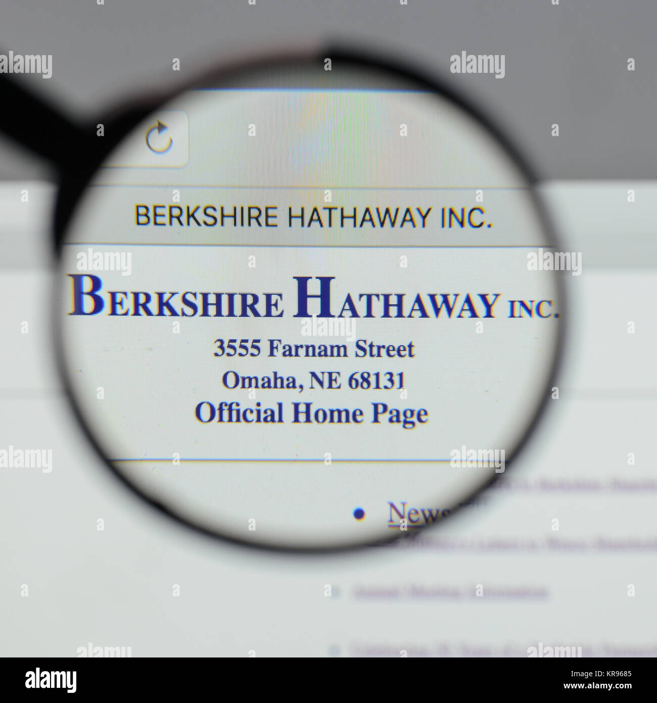 Milan, Italie - 10 août 2017 : Berkshire Hathaway logo sur la page d'accueil du site. Banque D'Images