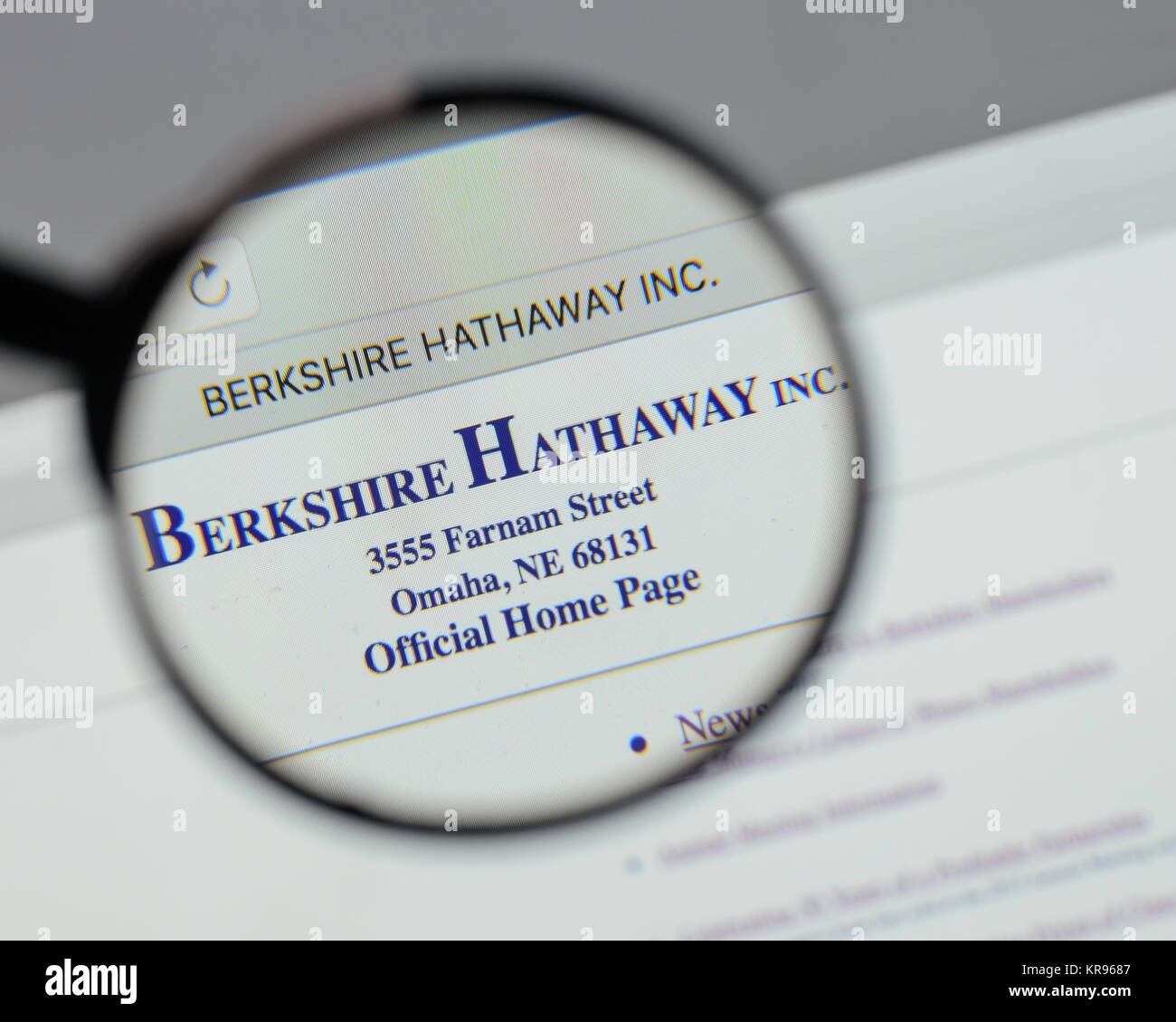 Milan, Italie - 10 août 2017 : Berkshire Hathaway logo sur la page d'accueil du site. Banque D'Images