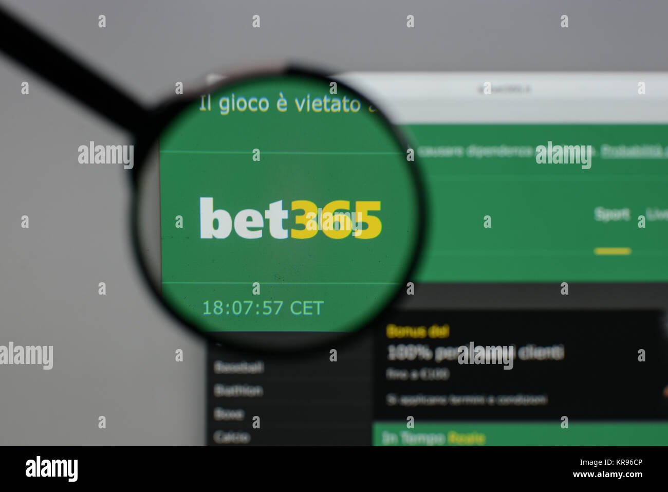 Milan, Italie - 10 août 2017 : Bet 365 logo sur la page d'accueil du site. Banque D'Images