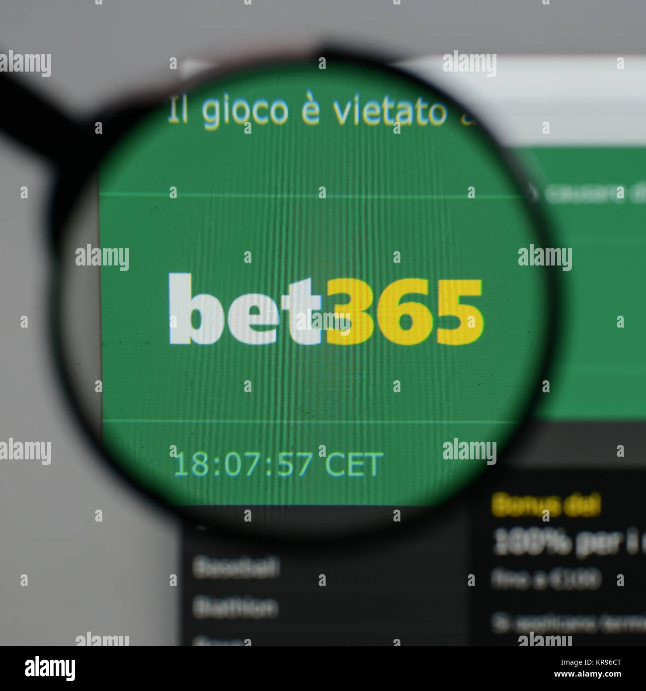 Milan, Italie - 10 août 2017 : Bet 365 logo sur la page d'accueil du site. Banque D'Images