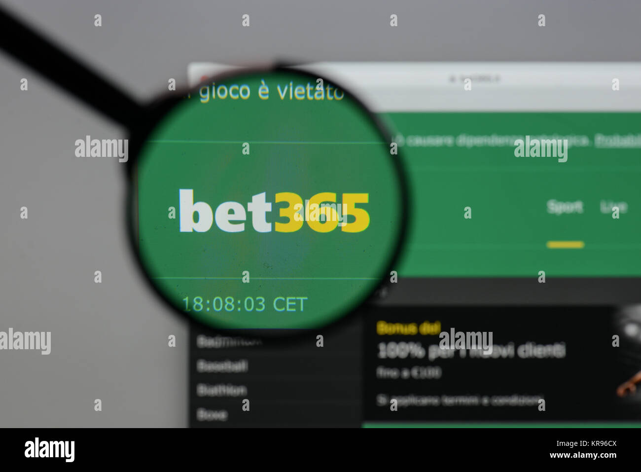 Milan, Italie - 10 août 2017 : Bet 365 logo sur la page d'accueil du site. Banque D'Images