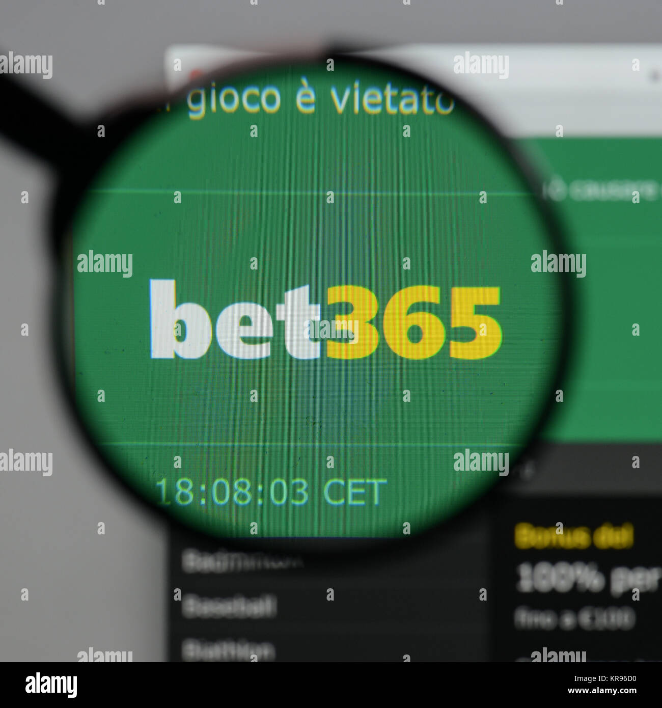 Milan, Italie - 10 août 2017 : Bet 365 logo sur la page d'accueil du site. Banque D'Images