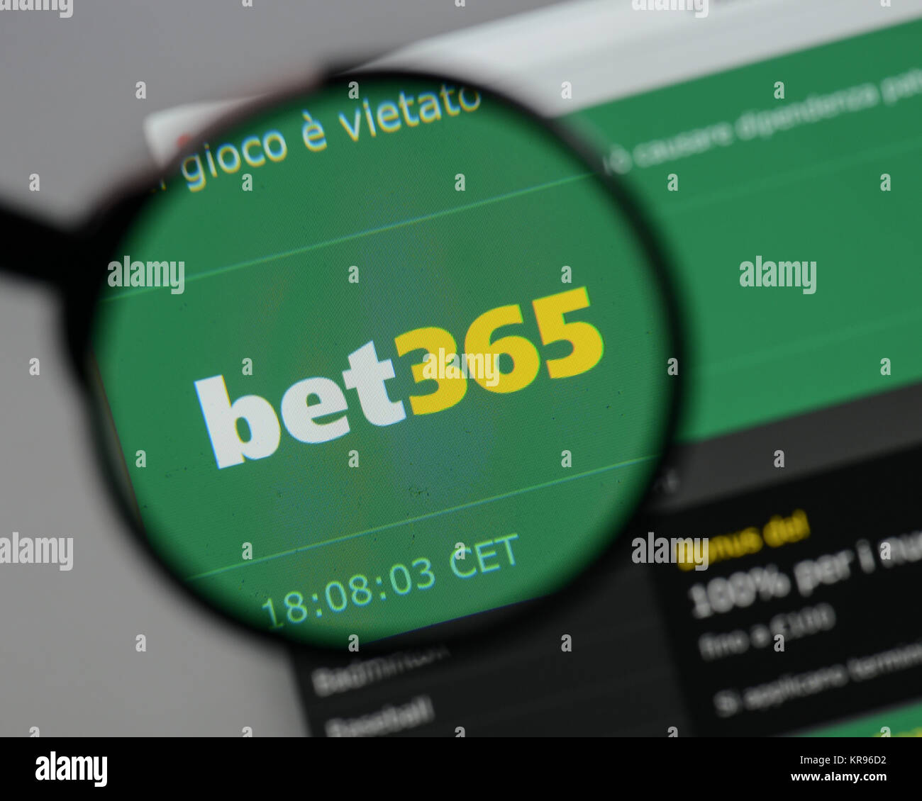 Milan, Italie - 10 août 2017 : Bet 365 logo sur la page d'accueil du site. Banque D'Images