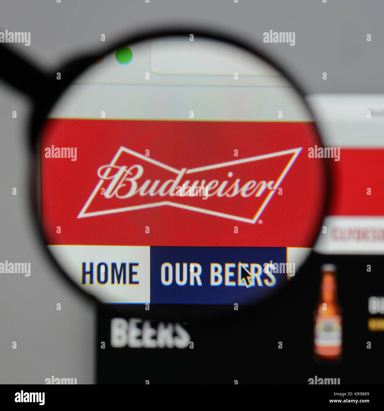 Milan, Italie - 10 août 2017 : Budweiser logo sur la page d'accueil du site. Banque D'Images