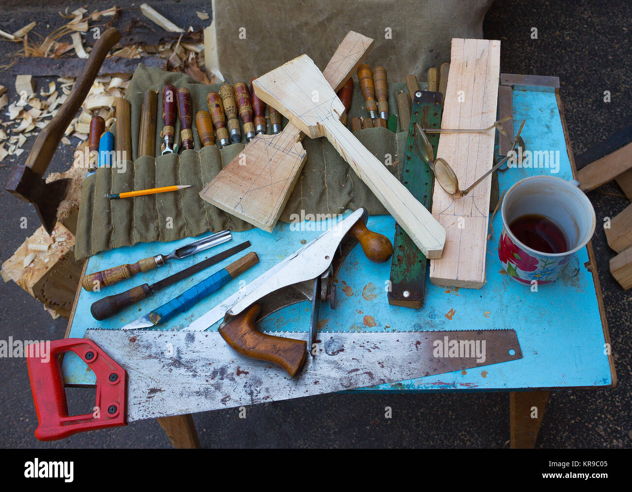 Outils de sculpteur sur bois Banque D'Images