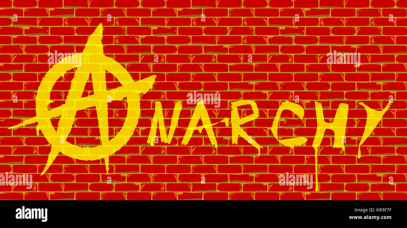 L'anarchie mur de brique rouge Banque D'Images