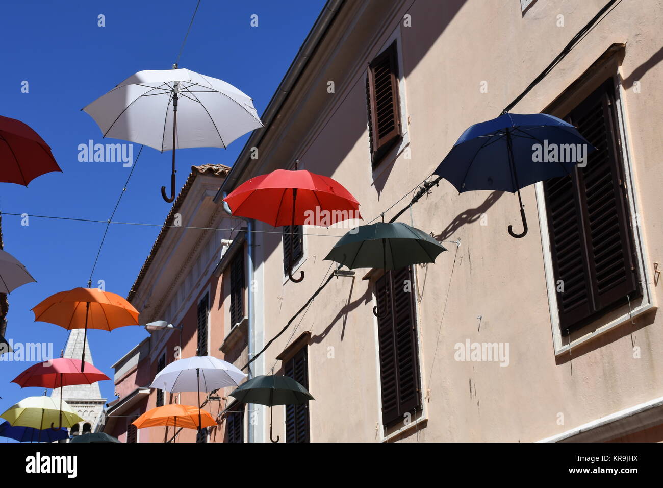novigrad,ville,allée,écran,parapluies,tortueux,étroit,historique Banque D'Images