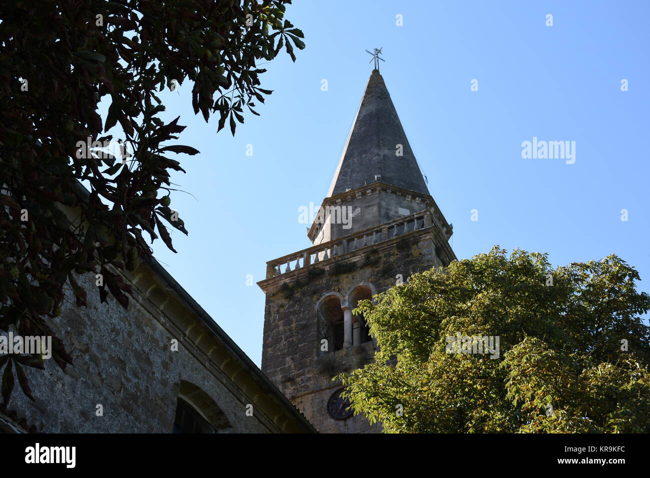 gronzjan,istrie,croatie,ville,église,clocher,église paroissiale,saint vitus Banque D'Images