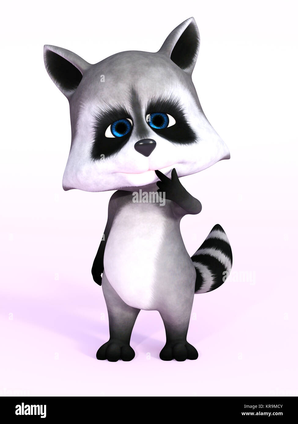 Le rendu 3D d'un cute cartoon raton laveur. Banque D'Images